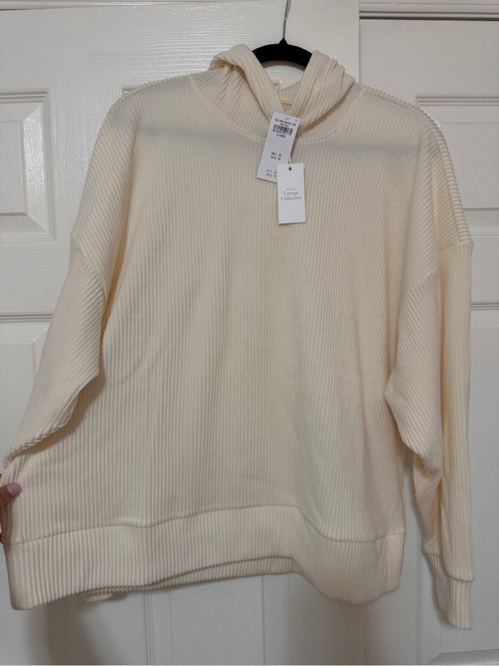 NWT Abercrombie & Fitch Women's Cream Ribbed Hoodie Sweater - Size Extra Large